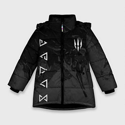 Куртка зимняя для девочки Ведьмак - знаки начальной магии, цвет: 3D-черный