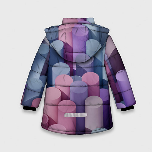 Зимняя куртка для девочки Цветные цилиндры / 3D-Красный – фото 2