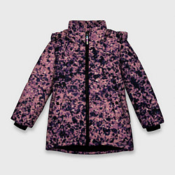 Куртка зимняя для девочки Абстрактный брызги сине-розовый, цвет: 3D-черный