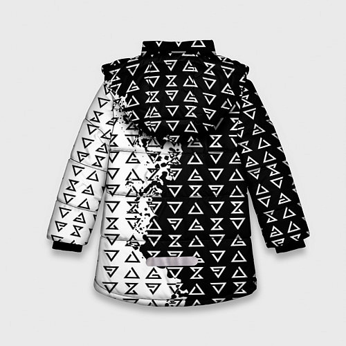 Зимняя куртка для девочки Ведьмак 3 магические знаки / 3D-Светло-серый – фото 2