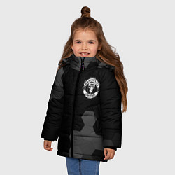 Куртка зимняя для девочки Manchester United sport на темном фоне вертикально, цвет: 3D-черный — фото 2
