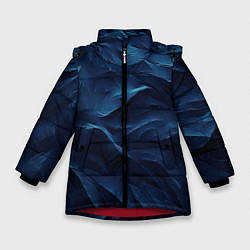 Зимняя куртка для девочки Синие глубокие абстрактные волны