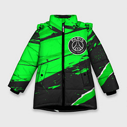 Куртка зимняя для девочки PSG sport green, цвет: 3D-черный