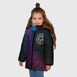 Куртка зимняя для девочки Leicester City футбольная сетка, цвет: 3D-черный — фото 2