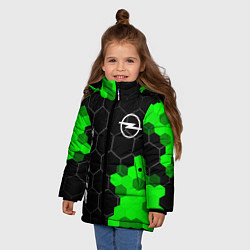 Куртка зимняя для девочки Opel green sport hexagon, цвет: 3D-черный — фото 2