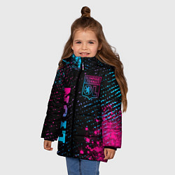 Куртка зимняя для девочки Lyon - neon gradient вертикально, цвет: 3D-черный — фото 2