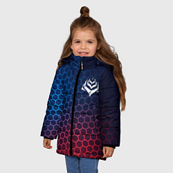 Куртка зимняя для девочки Warframe неоновые соты, цвет: 3D-черный — фото 2