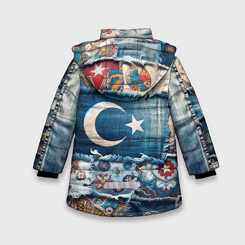 Зимняя куртка для девочки Пэчворк из Турции / 3D-Красный – фото 2