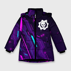 Куртка зимняя для девочки Gears of War neon gaming, цвет: 3D-черный