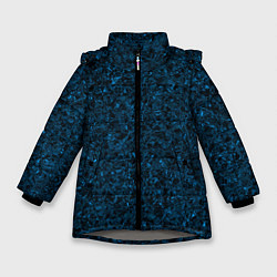 Куртка зимняя для девочки Тёмный синий текстура, цвет: 3D-светло-серый