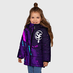 Куртка зимняя для девочки Sally Face neon gaming, цвет: 3D-черный — фото 2