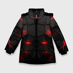 Куртка зимняя для девочки Броня киборга в виде плит с подсветкой, цвет: 3D-черный