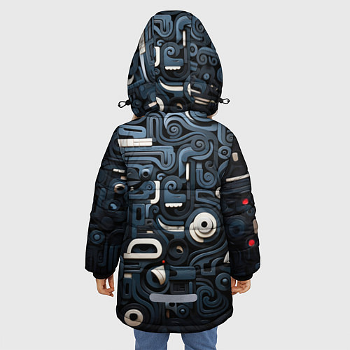 Зимняя куртка для девочки Паттерн-узор из толстых линий / 3D-Светло-серый – фото 4