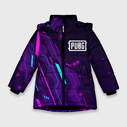 Куртка зимняя для девочки PUBG neon gaming, цвет: 3D-черный