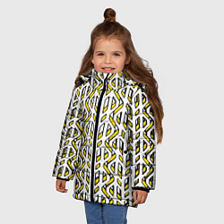 Куртка зимняя для девочки Жёлто-белый паттерн конструкция, цвет: 3D-светло-серый — фото 2