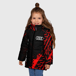 Куртка зимняя для девочки Audi red sport tires, цвет: 3D-черный — фото 2