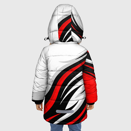 Зимняя куртка для девочки Mercedes benz AMG - белый с красным / 3D-Светло-серый – фото 4
