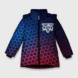 Куртка зимняя для девочки GTA неоновые соты, цвет: 3D-черный