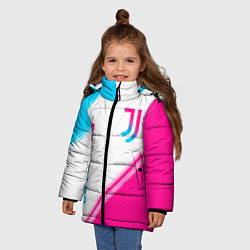 Куртка зимняя для девочки Juventus neon gradient style вертикально, цвет: 3D-черный — фото 2
