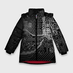 Куртка зимняя для девочки Микросхема плата, цвет: 3D-красный