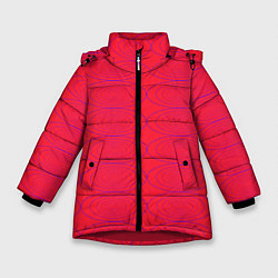 Куртка зимняя для девочки Паттерн из овалов на алом красном, цвет: 3D-красный