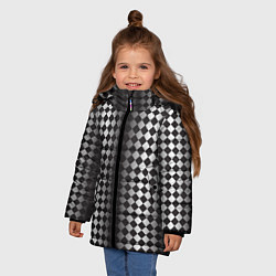 Куртка зимняя для девочки Паттерн черных и белых квадратов, цвет: 3D-черный — фото 2