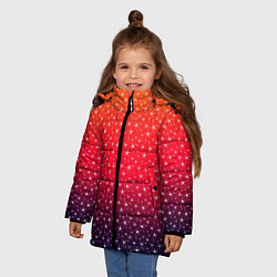 Куртка зимняя для девочки Градиент оранжево-фиолетовый со звёздочками, цвет: 3D-светло-серый — фото 2