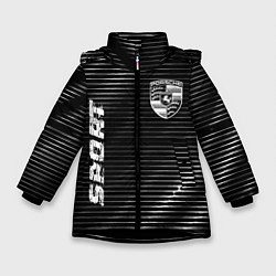 Куртка зимняя для девочки Porsche sport metal, цвет: 3D-черный