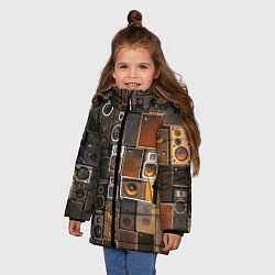 Куртка зимняя для девочки Винтажные колонки, цвет: 3D-красный — фото 2