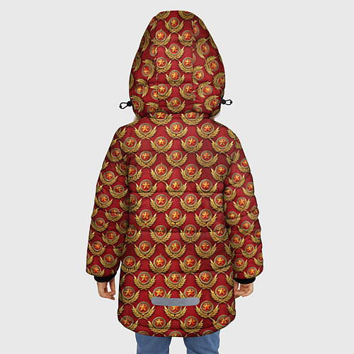 Зимняя куртка для девочки Красные звезды СССР / 3D-Светло-серый – фото 4