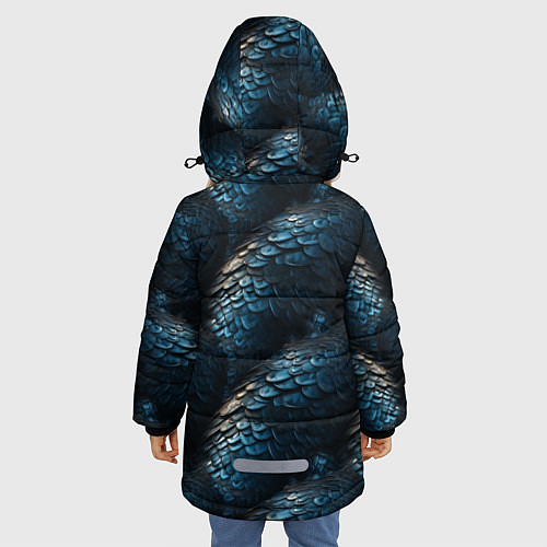 Зимняя куртка для девочки Синяя стальная броня / 3D-Светло-серый – фото 4