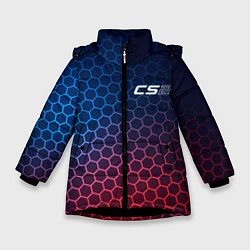 Куртка зимняя для девочки Counter Strike 2 неоновые соты, цвет: 3D-черный