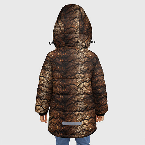 Зимняя куртка для девочки Коричневая металлическая текстура / 3D-Светло-серый – фото 4