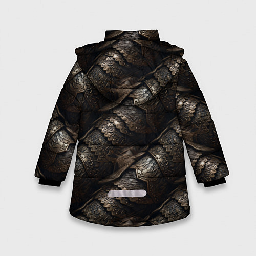 Зимняя куртка для девочки Классическая старая броня текстура / 3D-Красный – фото 2