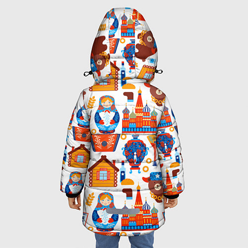 Зимняя куртка для девочки Русские народные традиции / 3D-Светло-серый – фото 4