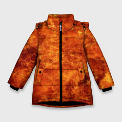 Куртка зимняя для девочки Пламя 8бит текстура, цвет: 3D-черный