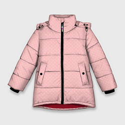 Куртка зимняя для девочки Светлый розовый в мелкий белый горошек, цвет: 3D-красный