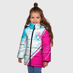 Куртка зимняя для девочки Borussia neon gradient style вертикально, цвет: 3D-черный — фото 2