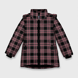 Зимняя куртка для девочки Чёрно-розовый клетчатый
