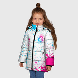 Куртка зимняя для девочки Chelsea neon gradient style вертикально, цвет: 3D-черный — фото 2