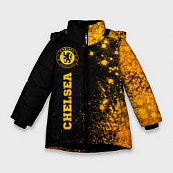 Куртка зимняя для девочки Chelsea - gold gradient по-вертикали, цвет: 3D-черный
