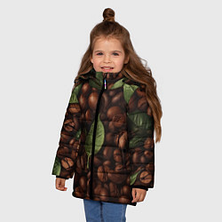 Куртка зимняя для девочки Кофейные зёрна с листьями, цвет: 3D-светло-серый — фото 2