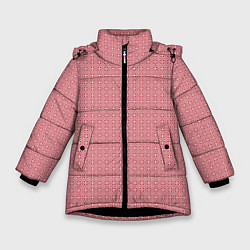 Куртка зимняя для девочки Светлый красно-розовый паттерн узоры, цвет: 3D-черный