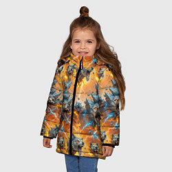 Куртка зимняя для девочки Волки и камни, цвет: 3D-светло-серый — фото 2