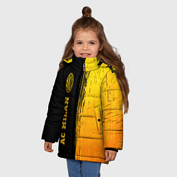Куртка зимняя для девочки AC Milan - gold gradient по-вертикали, цвет: 3D-черный — фото 2