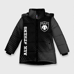 Куртка зимняя для девочки AEK Athens sport на темном фоне вертикально, цвет: 3D-черный