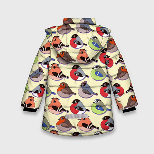 Зимняя куртка для девочки Веселые птички / 3D-Красный – фото 2