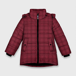 Зимняя куртка для девочки Тёмный красный клетчатый