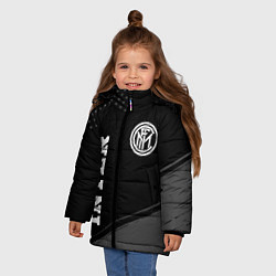 Куртка зимняя для девочки Inter sport на темном фоне вертикально, цвет: 3D-черный — фото 2