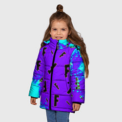 Куртка зимняя для девочки Fortnite neon steel colors epic, цвет: 3D-черный — фото 2